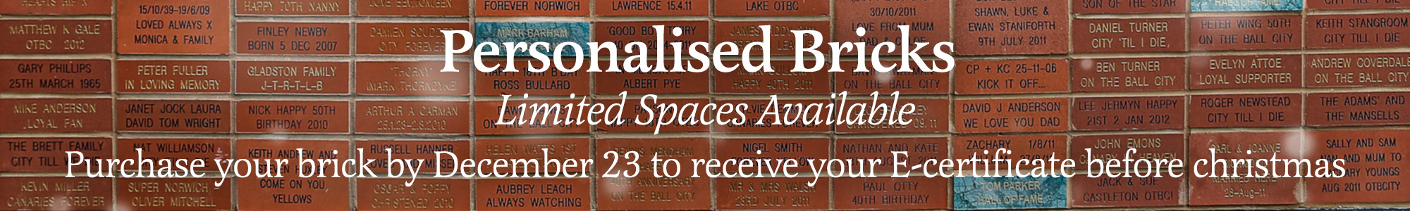 Personalised Bricks | Limited Spaces Available | Purchase your brick by December 23 to receive your E-certificate before Christmas