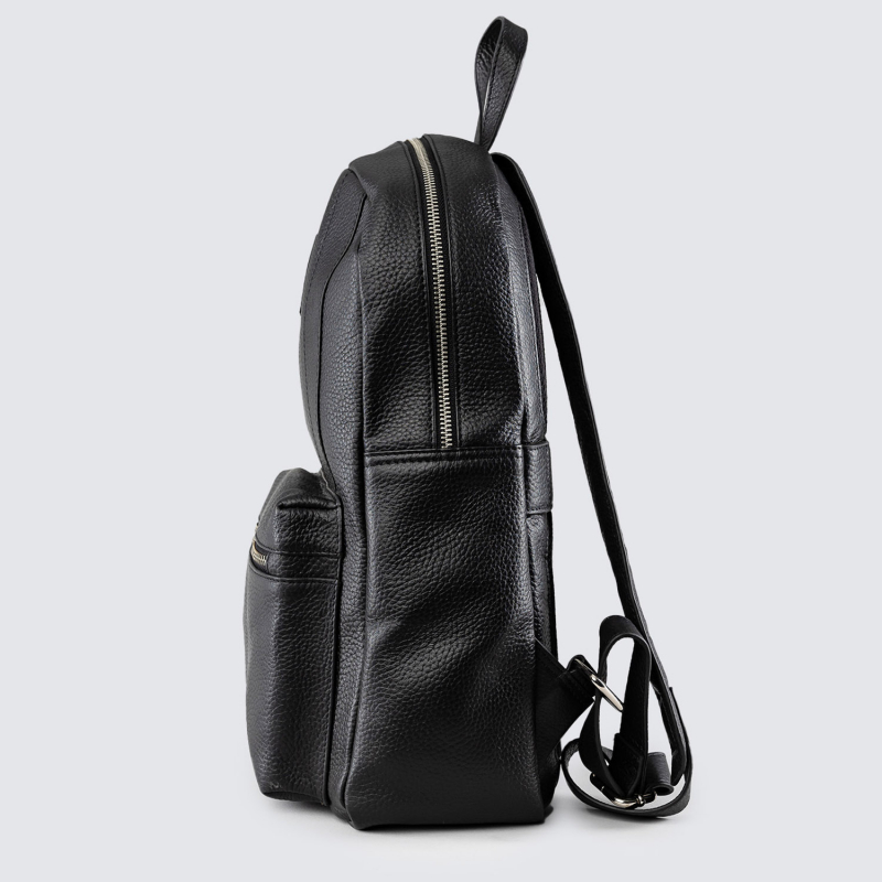 Real Black Leather Crest Backpack