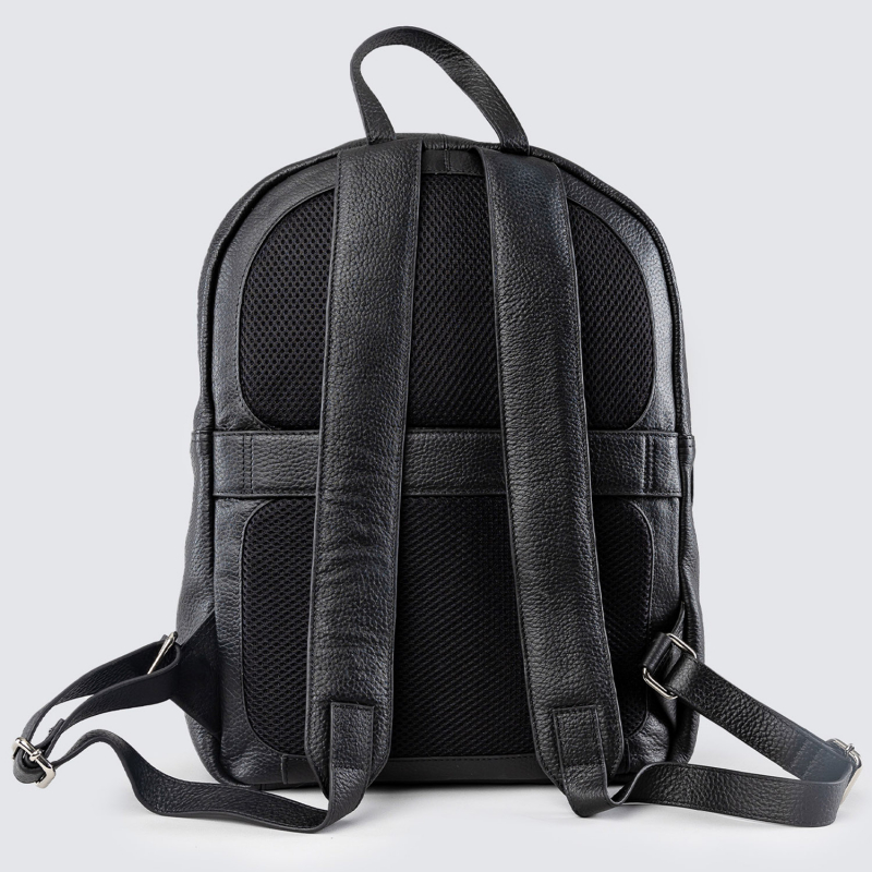 Real Black Leather Crest Backpack