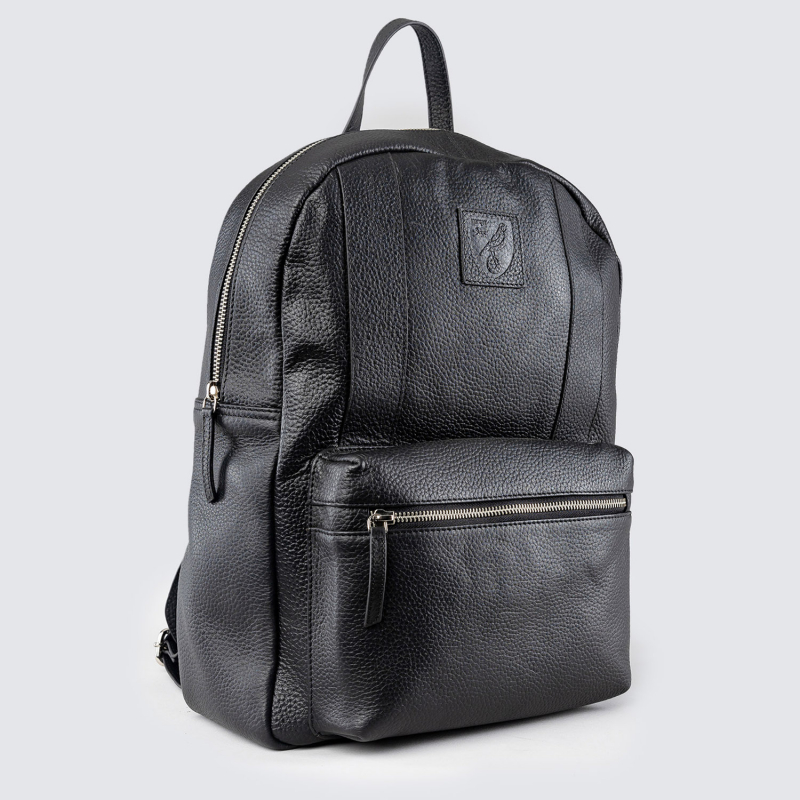 Real Black Leather Crest Backpack