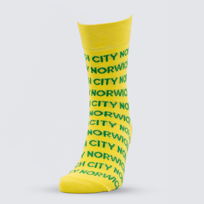 NCFC Yellow Text Socks