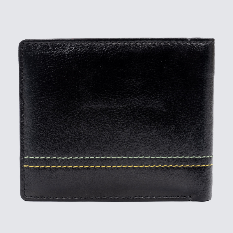 Black Stitch Crest Leather Wallet