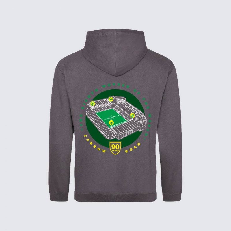Norwich City 90 Years Carrow Road Hoodie Grey