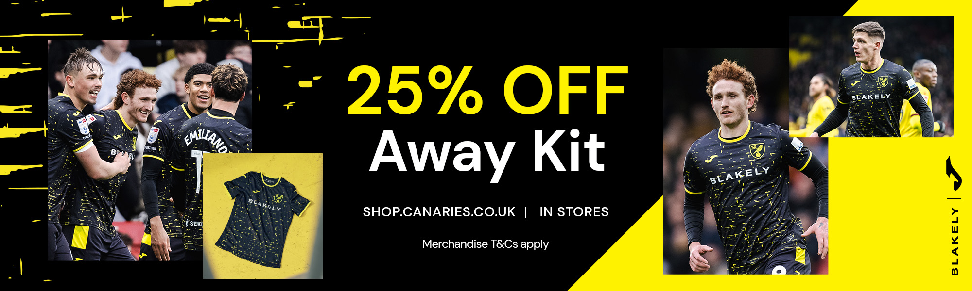 25% Off Away Kit | Shop.canaries.co.uk | In Stores | Merchandise T&Cs apply