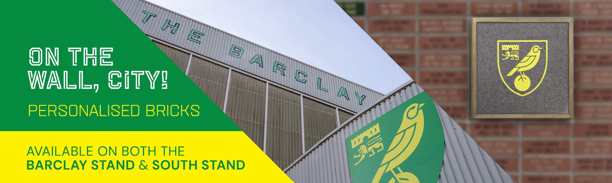 On the wall, City! Personalised Bricks | Available on both the Barclay stand and South stand