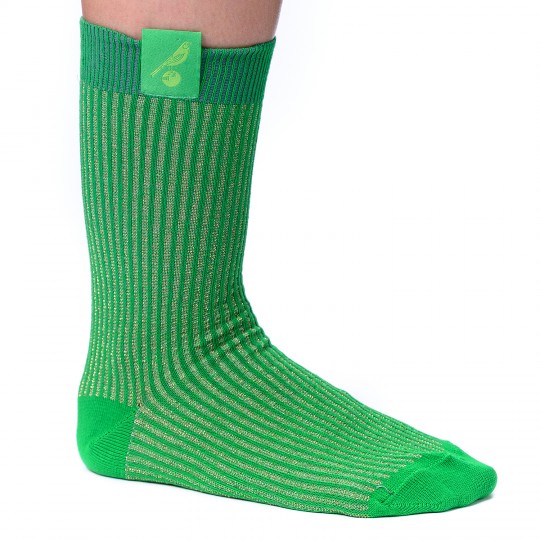 Ladies Green Lurex Socks 4-7