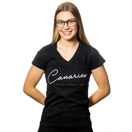 Ladies Black V-Neck Canaries T-Shirt