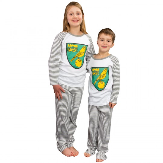 Kids Grey Striped Crest Pyjama Set