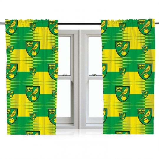 OFFICIAL NORWICH CITY FC CREST FADE CURTAINS 54in. 