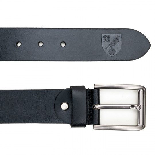 Black Leather Crest Belt 