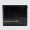 Black Stitch Crest Leather Wallet