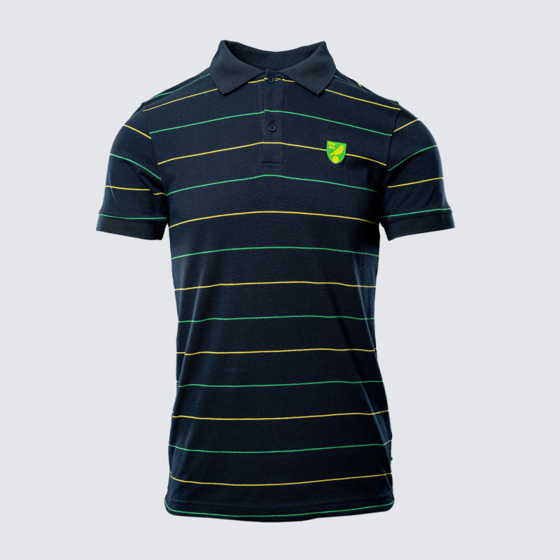 Adults Navy Stripe Crest Polo Adults Navy Stripe Crest Polo