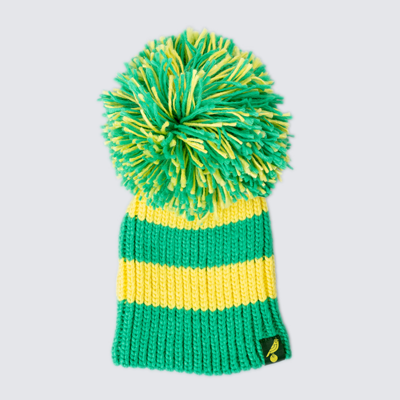 Oversized Yellow & Green Bobble Hat 