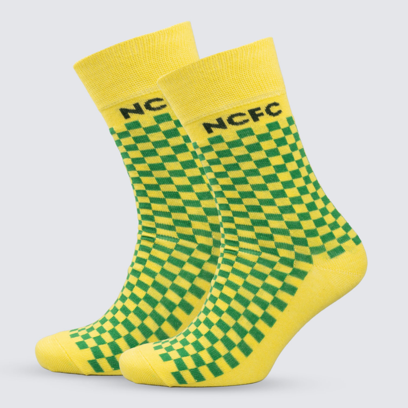 NCFC Yellow Green Small Check Socks NCFC Yellow Green Small Check Socks