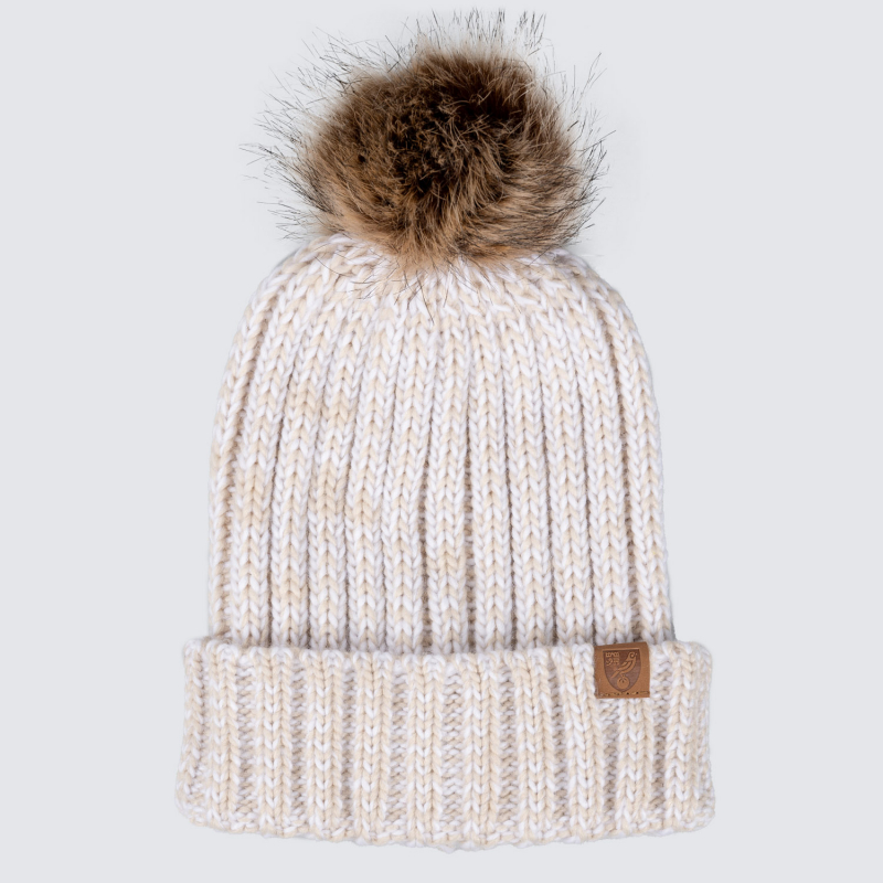 Norwich City Womens Stone Ribbed Knit Bobble
