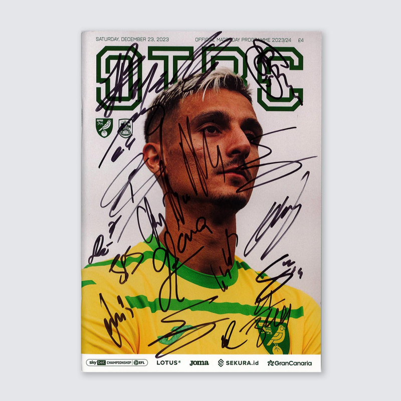 Programme v Huddersfield Town 23/24 - SQUAD SIGNED