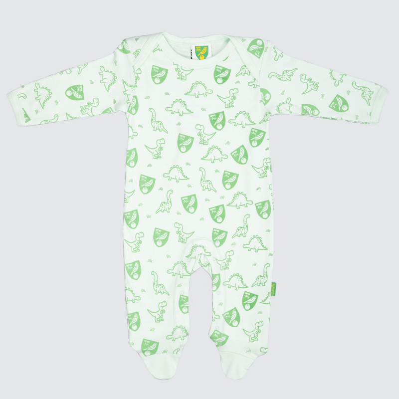 Norwich City Dinosaur Sleepsuit Mint Norwich City Dinosaur Sleepsuit Mint
