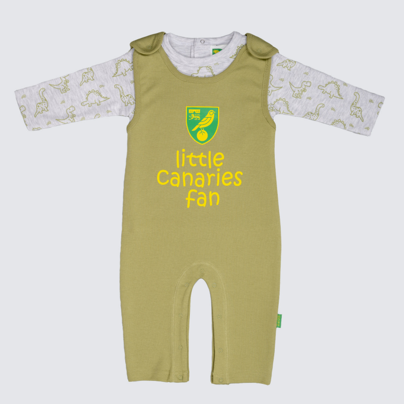 Norwich City Dinosaur Dungaree Set Mint Norwich City Dinosaur Dungaree Set Mint