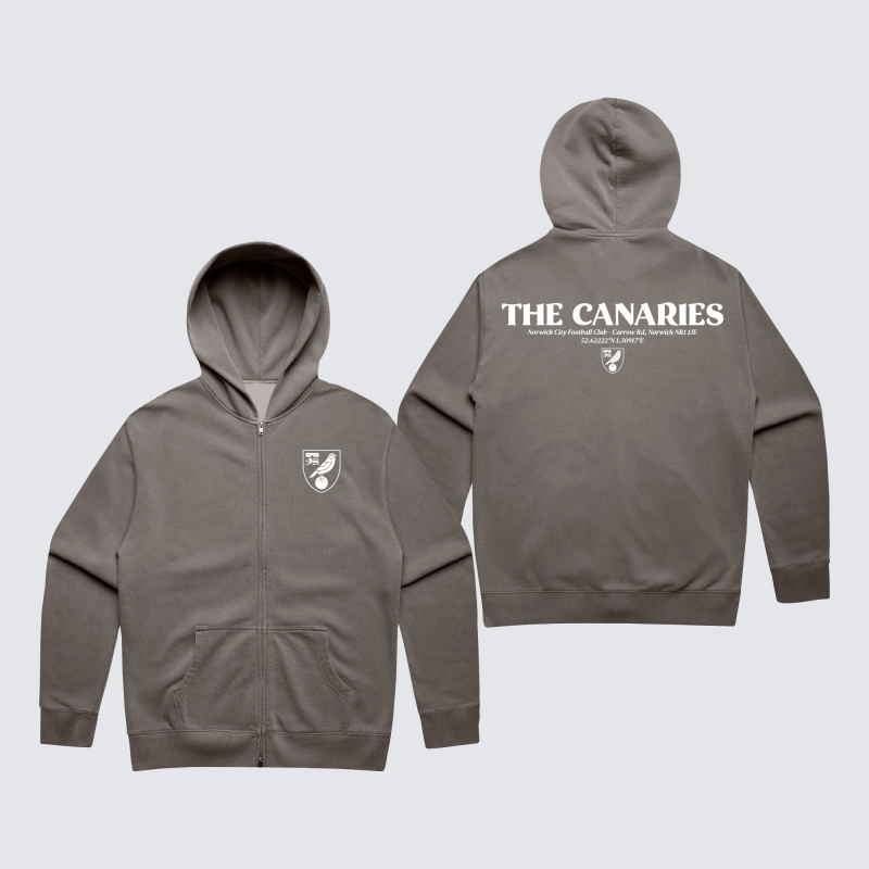 Norwich City Oversized Coordinates Zip HDY Grey