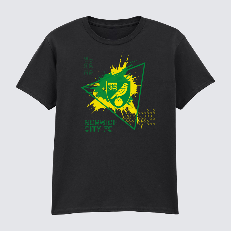 Norwich City Junior Crest Splat T-Shirt Black