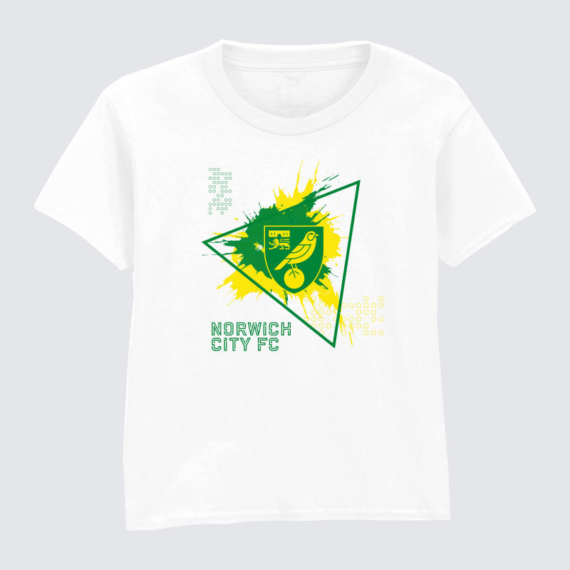 Norwich City Junior Crest Splat T-Shirt White